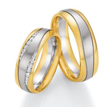 Nowotny-Collection Ruesch Trauringe Weiss-Gelbgold 02/51170-065 + 02/51180-065